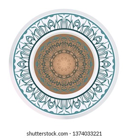 Handdrawn Pattern With Round Floral Mandala. Vector Illustration. Oriental Pattern. Indian, Moroccan, Mystic, Ottoman Motifs. Anti-Stress Therapy Pattern