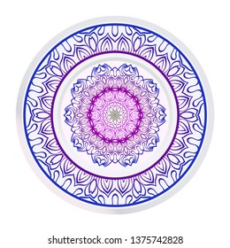 Handdrawn Pattern With Round Floral Mandala. Vector Illustration. Oriental Pattern. Indian, Moroccan, Mystic, Ottoman Motifs. Anti-Stress Therapy Pattern