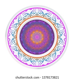 Handdrawn Pattern With Round Floral Mandala. Vector Illustration. Oriental Pattern. Indian, Moroccan, Mystic, Ottoman Motifs. Anti-Stress Therapy Pattern