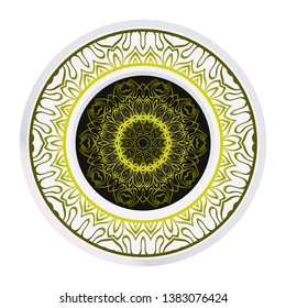 Handdrawn Pattern With Round Floral Mandala. Vector Illustration. Oriental Pattern. Indian, Moroccan, Mystic, Ottoman Motifs. Anti-Stress Therapy Pattern