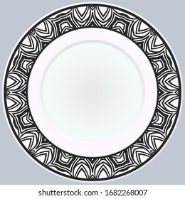 Handdrawn Pattern With Round Floral Ornament. Vector Illustration. 