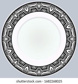 Handdrawn Pattern With Round Floral Ornament. Vector Illustration. 