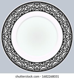 Handdrawn Pattern With Round Floral Ornament. Vector Illustration. 