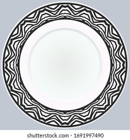 Handdrawn Pattern With Round Floral Ornament. Vector Illustration. 
