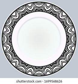 Handdrawn Pattern With Round Floral Ornament. Vector Illustration. 