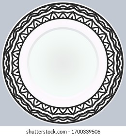 Handdrawn Pattern With Round Floral Ornament. Vector Illustration. 
