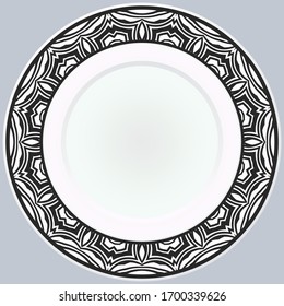 Handdrawn Pattern With Round Floral Ornament. Vector Illustration. 