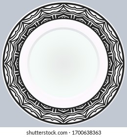 Handdrawn Pattern With Round Floral Ornament. Vector Illustration. 
