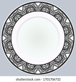 Handdrawn Pattern With Round Floral Ornament. Vector Illustration. 