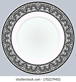 Handdrawn Pattern With Round Floral Ornament. Vector Illustration. 