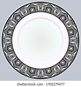 Handdrawn Pattern With Round Floral Ornament. Vector Illustration. 