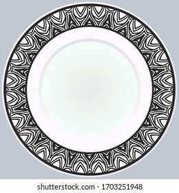 Handdrawn Pattern With Round Floral Ornament. Vector Illustration. 