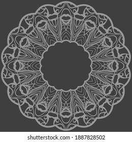 Handdrawn Pattern With Round Floral Ornament. Vector Illustration. For Coloring Book, Greeting Card, Invitation, Tattoo. Anti-Stress Therapy Pattern