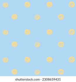 Hand-drawn pattern. A vector seamless pattern defines geometric texture shapes. Abstract polka dot style background in delicate summer colors.