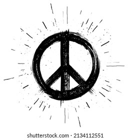 Handdrawn Peace Sign On White Background