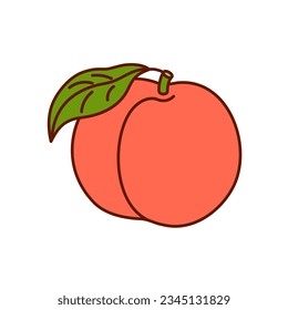 Hand-drawn peach on a transparent background. Isolated vector illustration of apricot or nectarine