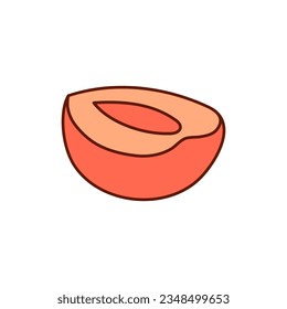 Hand-drawn peach on a transparent background. Isolated vector illustration of apricot or nectarine