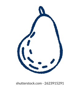 Hand-drawn pear doodle. Cute fruit sketch in cartoon style. Fresh, juicy, healthy food illustration for stickers, packaging, kitchen decor, organic lifestyle, and nutrition design.