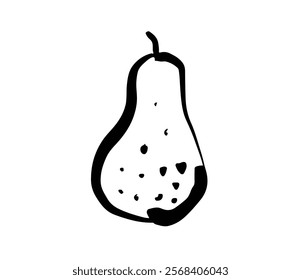 Hand-Drawn Pear Illustration. Naive Art Style Fruit Drawing.
