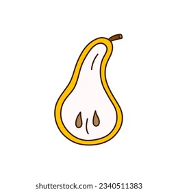 pera dibujada a mano sobre un fondo transparente. Ilustración vectorial aislada de frutos jugosos