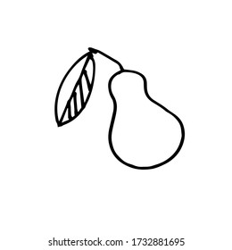 Una pera dibujada a mano. Un boceto simple. Ilustración vectorial de Doodle en blanco y negro