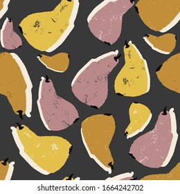 Hand-drawn pears seamless pattern in vector