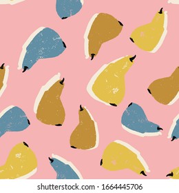 Hand-drawn pears seamless pattern in vector