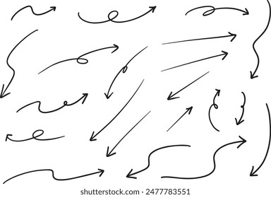 Hand-Drawn Pen Arrows Set_Black Vector