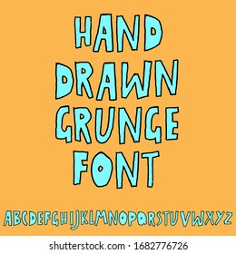 Handdrawn pen contours bold font. Modern grunge lettering. Vector illustration.