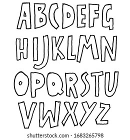 Handdrawn pen contours bold font. Modern grunge lettering. Vector illustration.