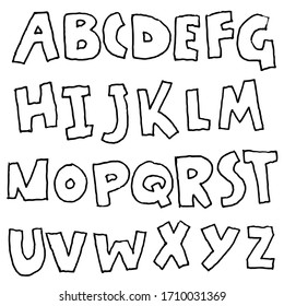 Handgezeichnete Federkonturen fettgedruckt. Moderne Grunge-Schrift. Vektorillustration.