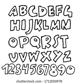 Handdrawn pen contours bold font. Modern grunge lettering. Vector illustration.
