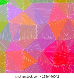 Hand-drawn pencil background with marker hatching and colorful strokes. Admirable vector illustration.