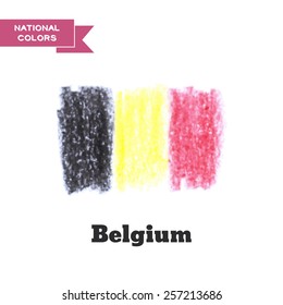 Handdrawn in pencil Belgium flag. Stylish scribble background in Belgium national colors. Vector illustration. Can be used for web pages, prints and other design. vector illustration