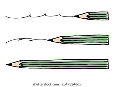 Lápiz dibujado a mano y borde decorativo. Datos de Vector dibujados a mano.