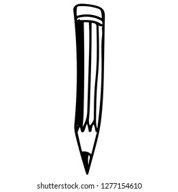 hand-drawn pencil with eraser in black and white. vector image