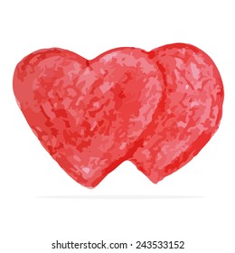 Hand-drawn pencil sketch. Bright red  heart  for invitations, cards, web sites, design.