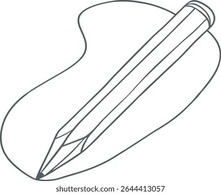 Hand-drawn pencil sketch line art of writing tool with abstract background, perfect for education, creativity, artistic design, classroom resources, stationery, and illustration themes.