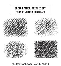 Conjunto de textura de boceto de lápiz dibujado a mano Freehand Grunge Chalk Scribble Vector Pack
