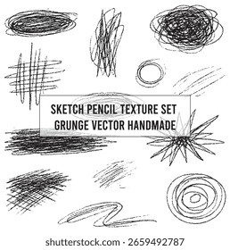 Conjunto de textura de boceto de lápiz dibujado a mano Freehand Grunge Chalk Scribble Vector Pack