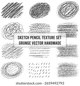 Hand-Drawn Pencil Sketch Texture Set Freehand Grunge Chalk Scribble Vector Pack