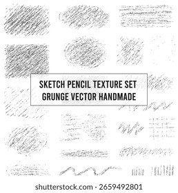 Handgezeichneter Bleistift Skizze Textur Set Freehand Grunge Chalk Scribble Vektor Pack