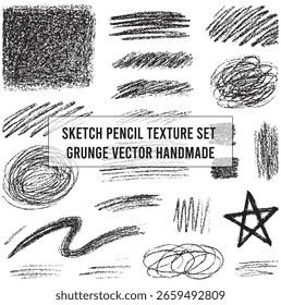 Hand-Drawn Pencil Sketch Texture Set Freehand Grunge Chalk Scribble Vector Pack