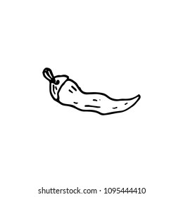 Handdrawn pepper doodle icon. Hand drawn black sketch. Sign symbol. Decoration element. White background. Isolated. Flat design. Vector illustration.