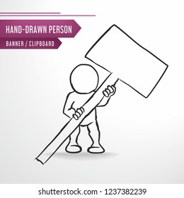 Hand-drawn person with clean schedule. Ready for your text