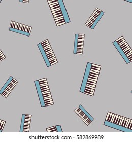 Hand-drawn piano keyboard doodle pattern.