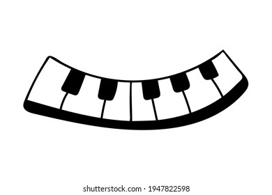Hand-Drawn Piano. Vector illustration isolated on white background. Black and white colors