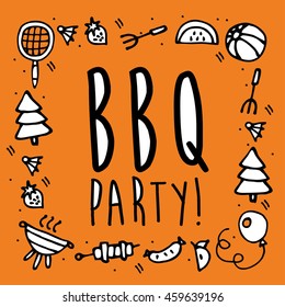 hand-drawn, picnic card. vector illustration. eps10
