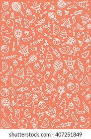  hand-drawn, picnic. vector illustration