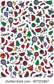  hand-drawn, picnic. vector illustration